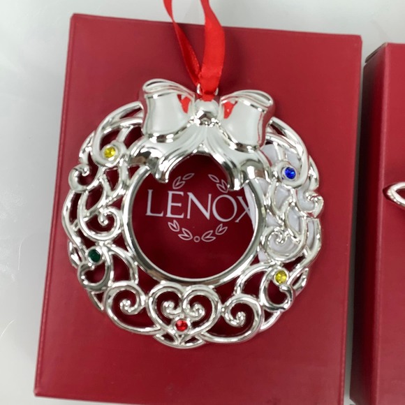 Lenox Sparkle And Scroll Angel Star Wreath ornaments New open box - Picture 3 of 12